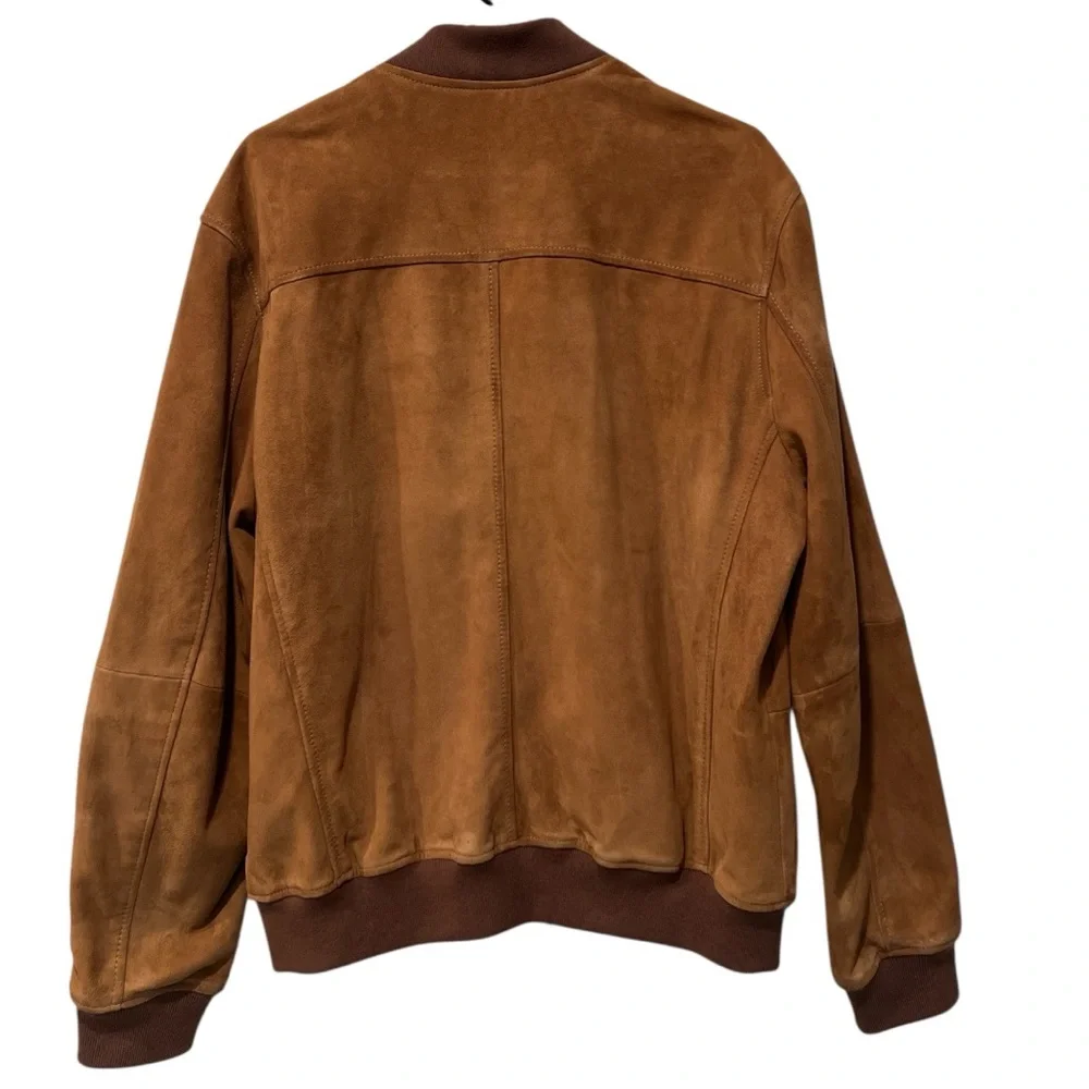 Lucky Brand brown suede leather bomber zip up jacket size large - Picture 2 of 8